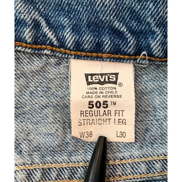 Levi's 505 Jeans Mens Size W38 X L30 Blue Denim Cotton Regular Fit Straight Leg - Picture 6 of 13